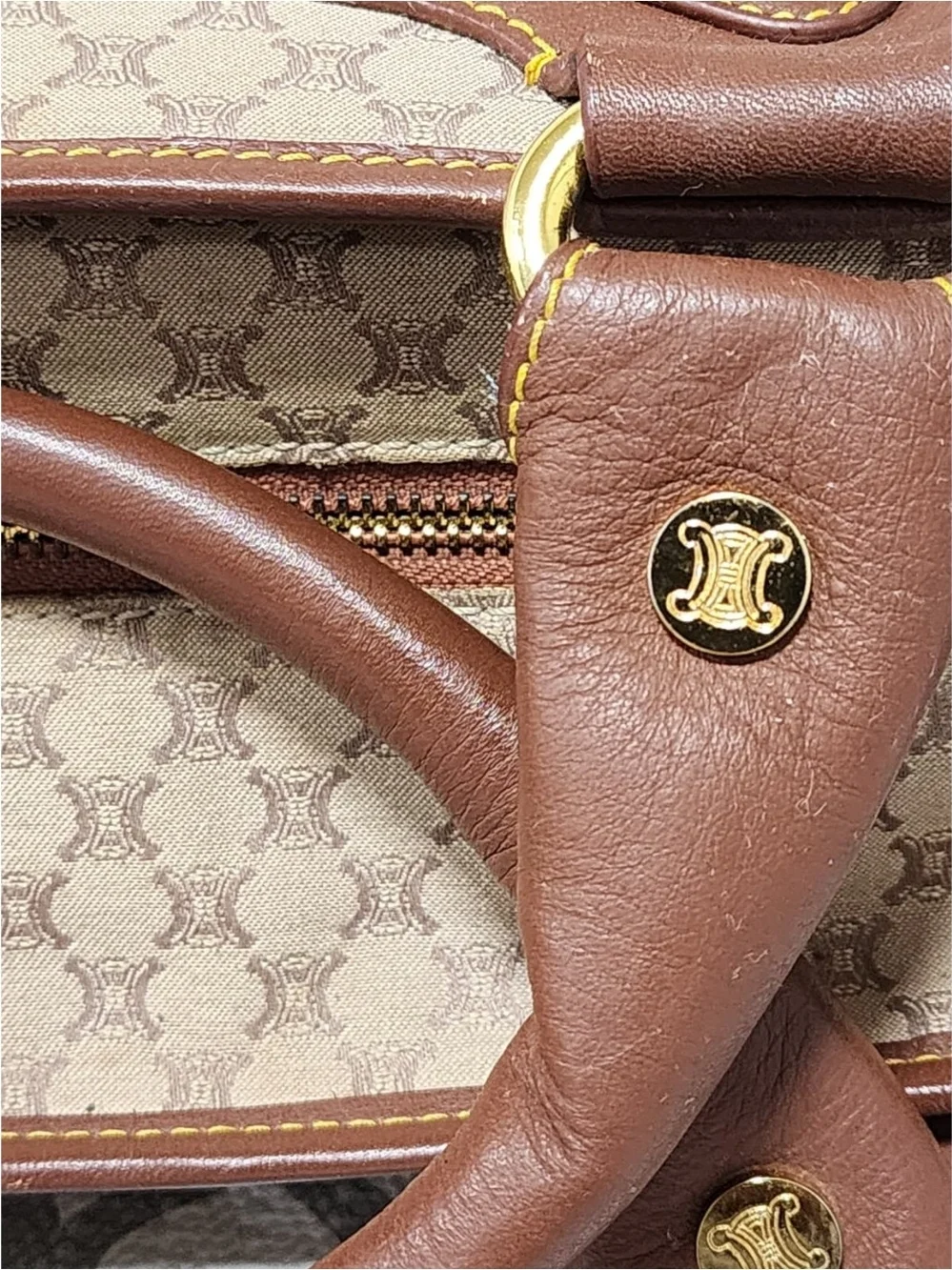 Celine Vintage Boogie Monogram Canvas and Leather Tote Bag Brown/Beige